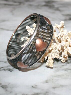 Bracelet Bangle Round Black Mesh Copper Hearts Jewelry Streetwear Accessory